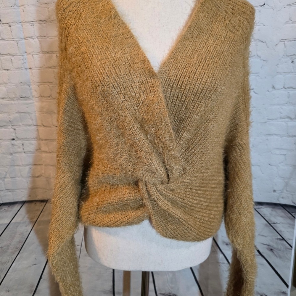 Dee Elly | Reversible Twist Knot Front/Back Eyelash‎ Knit Sweater Size S